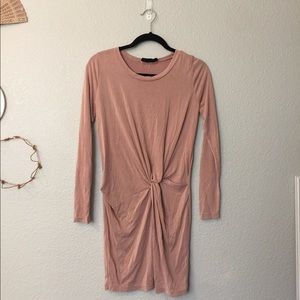 Long-sleeve BODYCON dress with front knot